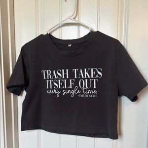 Black Graphic Crop Top